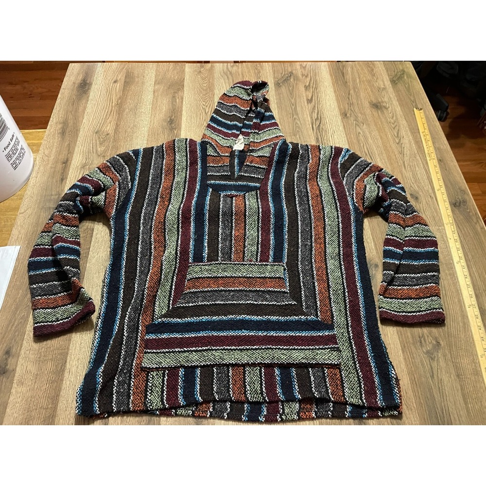 Sunspecs Hoodie, Mens Size XXL, Brown Green Blue, Striped, Pullover, Long Sleeve